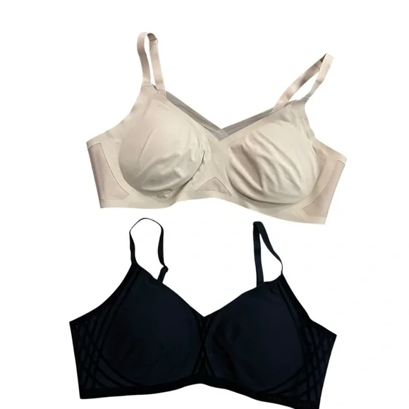 Honeylove CrossOver And Silhouette Bra Lot Of 2 Wire Free Sand Black Size XL